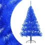 Medio árbol de Navidad artificial con soporte PVC azul 120 cm
