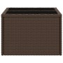 Mesa de jardín superficie cristal ratán PE marrón 55x55x37 cm
