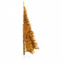 Medio árbol de Navidad artificial con soporte PET dorado 210 cm