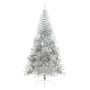 Medio árbol de Navidad artificial con soporte PET plata 210 cm