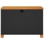 Caja de almacenaje jardín madera acacia ratán negro 80x40x48 cm