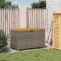 Caja de almacenaje jardín madera acacia ratán gris 110x55x63 cm
