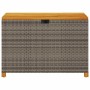 Caja de almacenaje jardín madera acacia ratán gris 110x55x63 cm