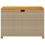 Caja de almacenaje jardín madera acacia ratán beige 110x55x63cm
