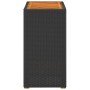 Mesa auxiliar jardín tapa madera ratán PE negro 60x40x75 cm