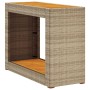 Mesa auxiliar jardín tapa madera ratán PE beige 100x40x75 cm