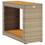 Mesa auxiliar jardín tapa madera ratán PE beige 100x40x75 cm