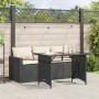 Set comedor de jardín 2 pzas con cojines ratán sintético negro