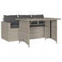 Set comedor jardín y cojines 2 pzas ratán sintético gris claro