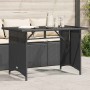 Mesa de jardín superficie de vidrio ratán PE negro 110x68x70 cm