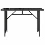 Mesa de jardín superficie de vidrio ratán PE negro 110x68x70 cm