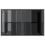 Mesa de jardín superficie de vidrio ratán PE negro 110x68x70 cm