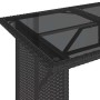 Mesa de jardín superficie de vidrio ratán PE negro 110x68x70 cm