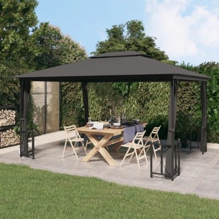 Pavillon mit Seitenwänden und Doppeldach Anthrazit 3x4 m von vidaXL, Zelte und Pavillons - Ref: Foro24-318544, Preis: 359,10 ...