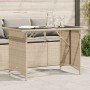 Mesa de jardín superficie de vidrio ratán PE beige 110x68x70 cm
