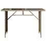 Mesa de jardín superficie de vidrio ratán PE beige 110x68x70 cm