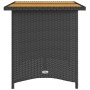Mesa de jardín superficie de madera ratán PE negro 110x68x70 cm