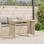 Mesa de jardín superficie de madera ratán PE beige 110x68x70 cm
