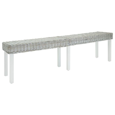 Banco madera caoba blanco y ratán Kubu natural 160x35x45 cm
