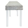 Banco madera caoba blanco y ratán Kubu natural 160x35x45 cm