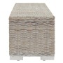 Caja almacenaje madera caoba blanco y ratán Kubu natural 110 cm