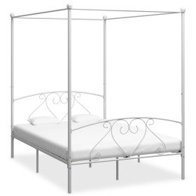 Estructura de cama con dosel metal blanco 160x200 cm en Camas y somieres | Comprar online en Foro24