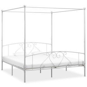 Estructura cama con dosel sin colchón metal blanco 180x200 cm Estructura cama con dosel sin colchón metal blanco 180x200 cm
