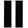 Blackout curtains with hooks linen look 2 pcs black 140x225cm by vidaXL, Curtains and curtains - Ref: Foro24-321157, Price: 4...