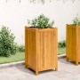 Jardinera con forro madera maciza de acacia 42x42x75 cm