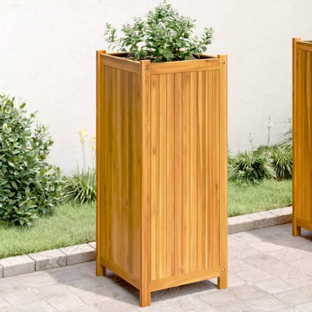 Jardinera con forro madera maciza de acacia 42x42x100 cm