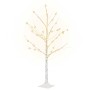 Abedul artificial blanco con 48 LED blanco cálido 120 cm
