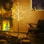 Abedul artificial blanco con 72 LEDs blanco cálido 150 cm