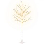 Abedul artificial blanco con 72 LEDs blanco cálido 150 cm