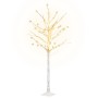Abedul artificial blanco con 96 LEDs blanco cálido 180 cm