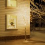 Abedul artificial blanco con 240 LEDs blanco cálido 300 cm