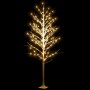 Abedul artificial blanco con 240 LEDs blanco cálido 300 cm