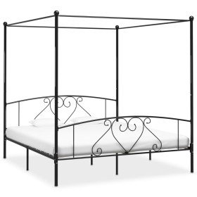 Estructura cama con dosel sin colchón metal negro 180x200 cm Estructura cama con dosel sin colchón metal negro 180x200 cm