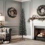 Árbol Navidad artificial estrecho con soporte PVC verde 180 cm