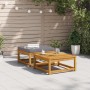 Taburete de jardín con cojines madera maciza de acacia