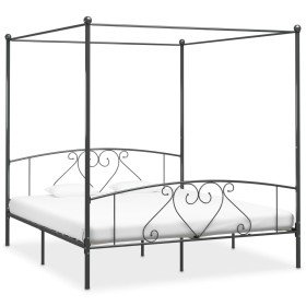 Estructura cama con dosel sin colchón metal gris 180x200 cm Estructura cama con dosel sin colchón metal gris 180x200 cm