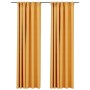 Blackout curtains with linen-look hooks, 2 pieces, yellow, 140x245 cm. by vidaXL, Curtains and curtains - Ref: Foro24-321198,...