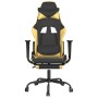 Silla gaming masaje y reposapiés cuero sintético negro dorado
