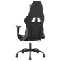 Silla gaming masaje y reposapiés cuero sintético negro dorado