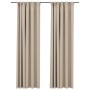 Verdunkelungsvorhänge mit Haken, Leinenoptik, 2 Stück, beige, 140 x 245 cm von vidaXL, Vorhänge und Gardinen - Ref: Foro24-32...