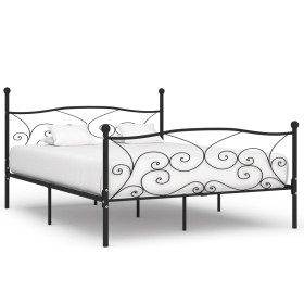Estructura cama con somier sin colchón metal negro 200x200 cm