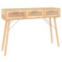 Mesa consola madera pino maciza ratán natural 105x30x75 cm