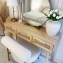 Mesa consola madera pino maciza ratán natural 105x30x75 cm