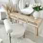 Mesa consola madera pino maciza ratán natural 105x30x75 cm