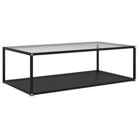 Mesa de centro vidrio templado transparente y negro 120x60x35 cm