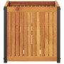 Jardinera de madera maciza de acacia y acero 45x45x44 cm